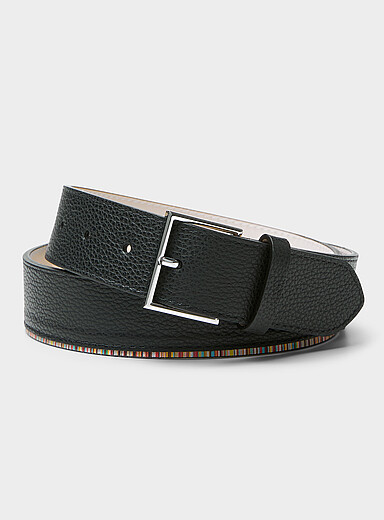 La ceinture cuir accent rayures color&eacute;es