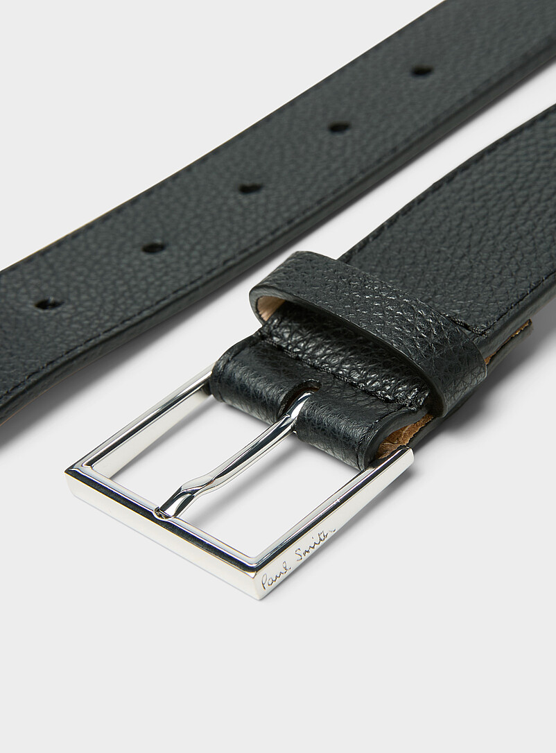 Paul Smith Black Colourful stripe accent leather belt for men