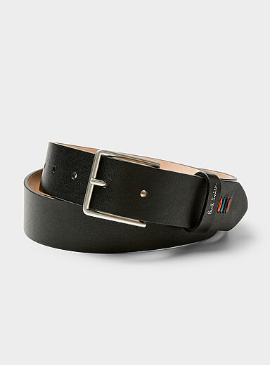 Colourful embroidered stripes leather belt