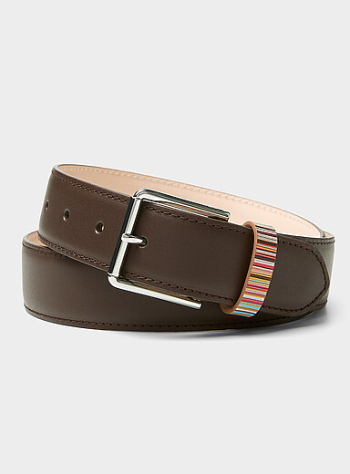 La ceinture cuir accent rayures color&eacute;es
