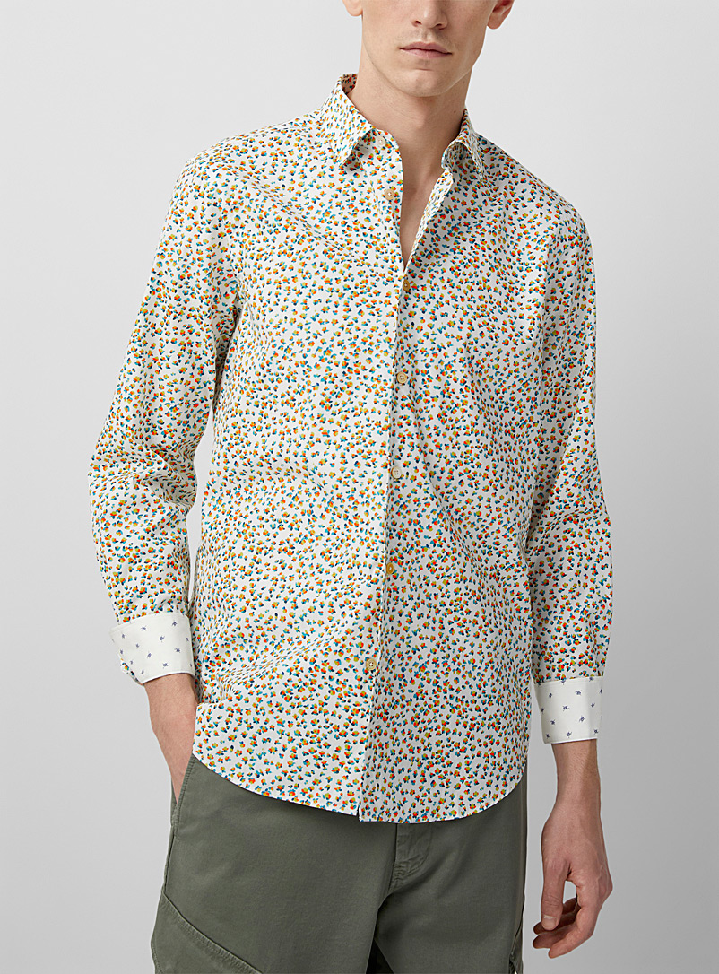 Paul Smith White Mini flowers organic cotton shirt for men