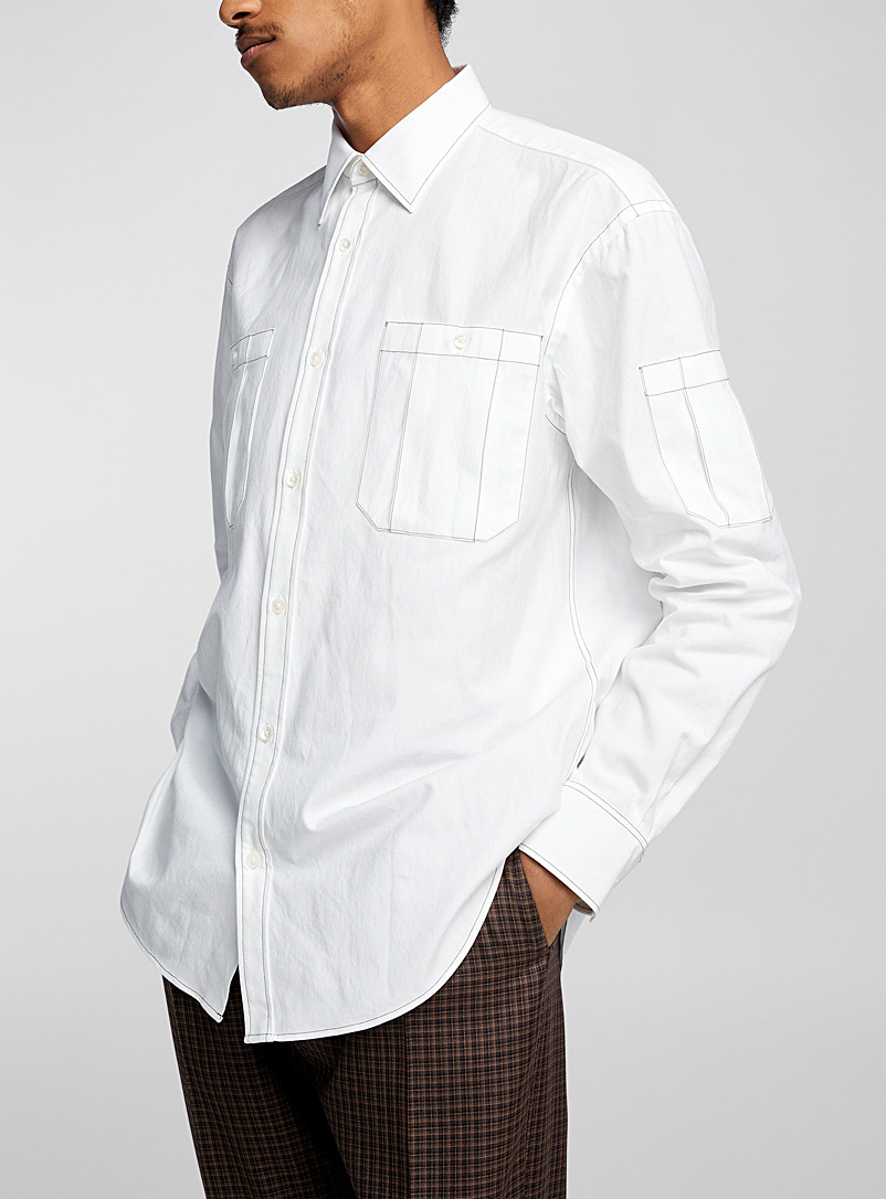 Paul Smith White Accent topstitching shirt for men