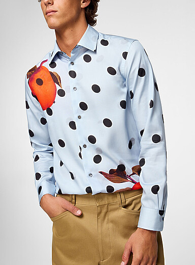 Paul Smith Blue Fluid polka dot and pears shirt for men