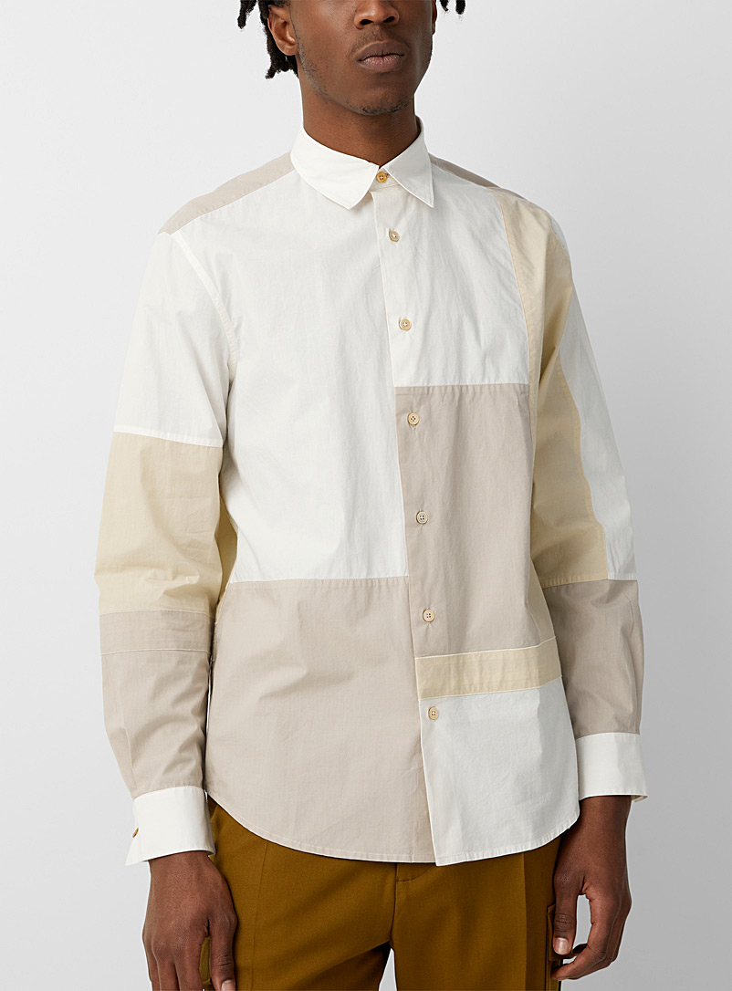 Paul Smith White Contrasting multi-checks shirt for men