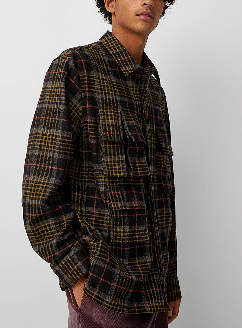 Paul Smith Brown 3D patch pockets checkered overshirt for men
