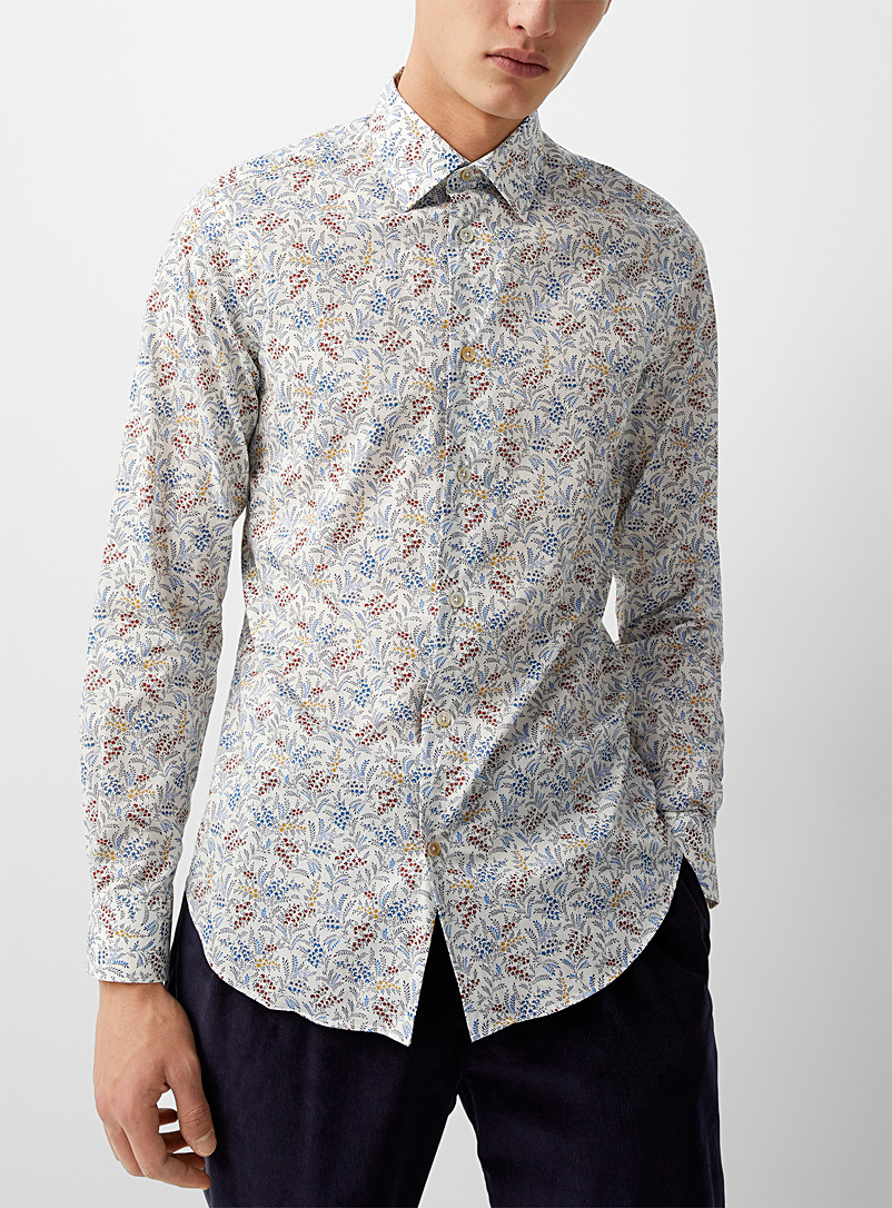 Paul Smith White Mini-flowers in the wind shirt for men