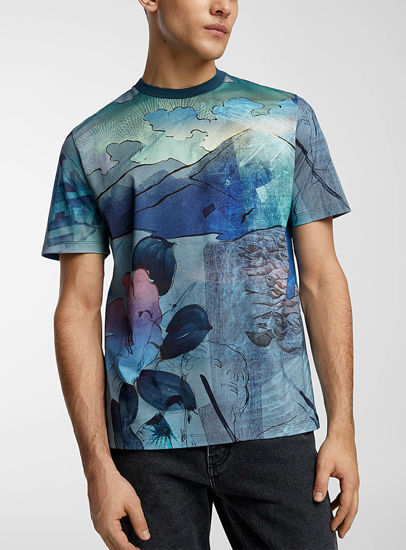 Paul Smith Blue Artistic landscape T-shirt for men