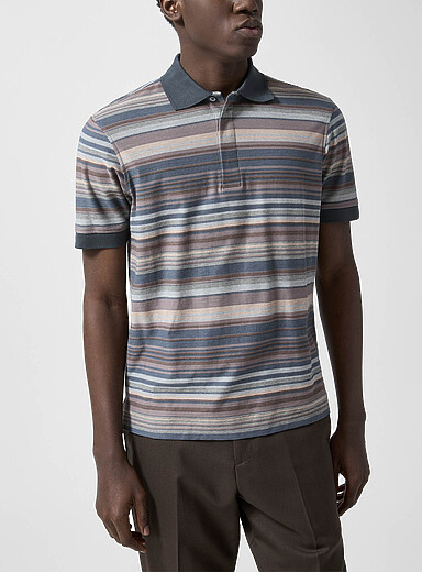 Paul Smith: Le polo rayures mixtes bordures contraste Gris clair pour homme