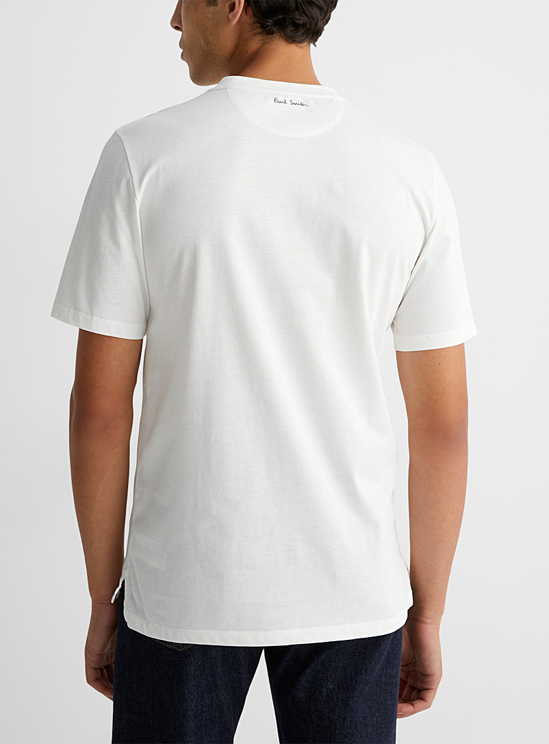 Paul Smith White Painted stripe pocket T-shirt for men