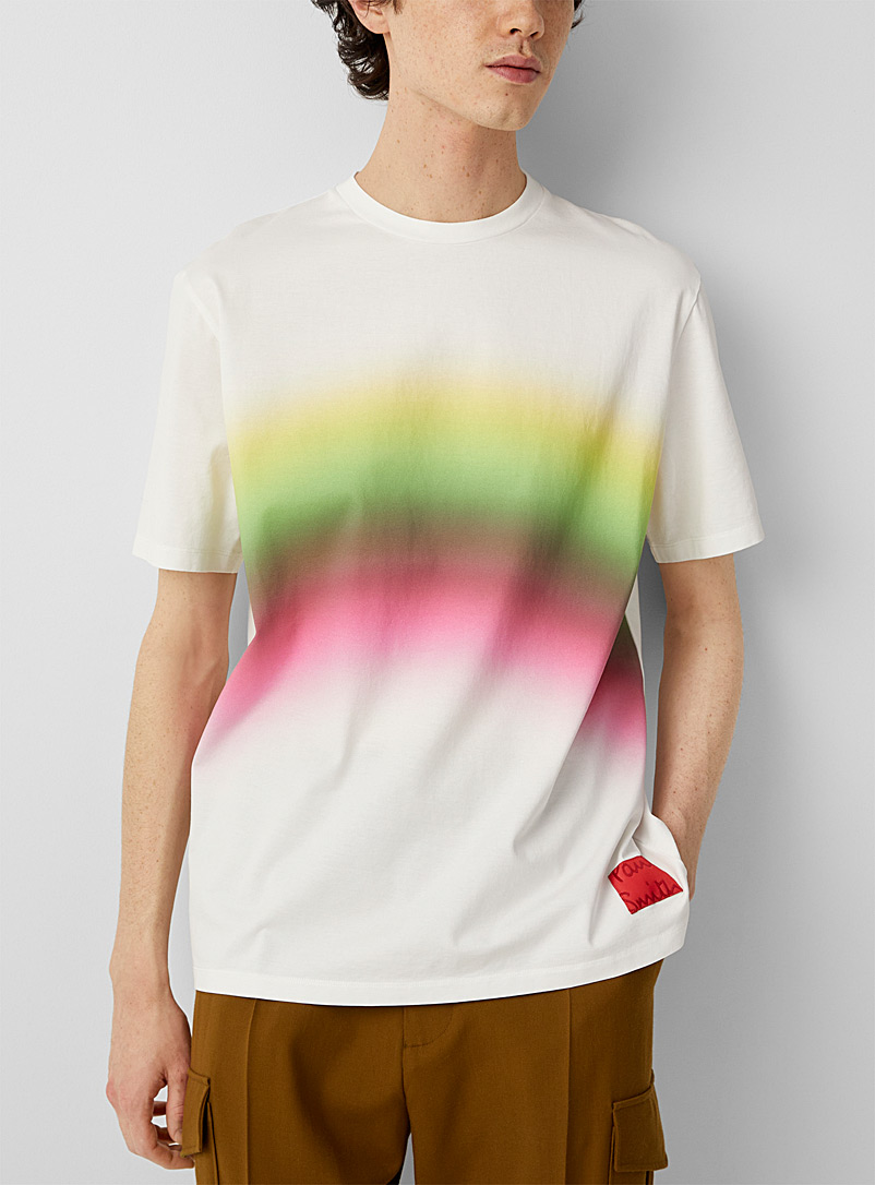 Paul Smith: Le t-shirt couleurs en fondu Blanc pour homme