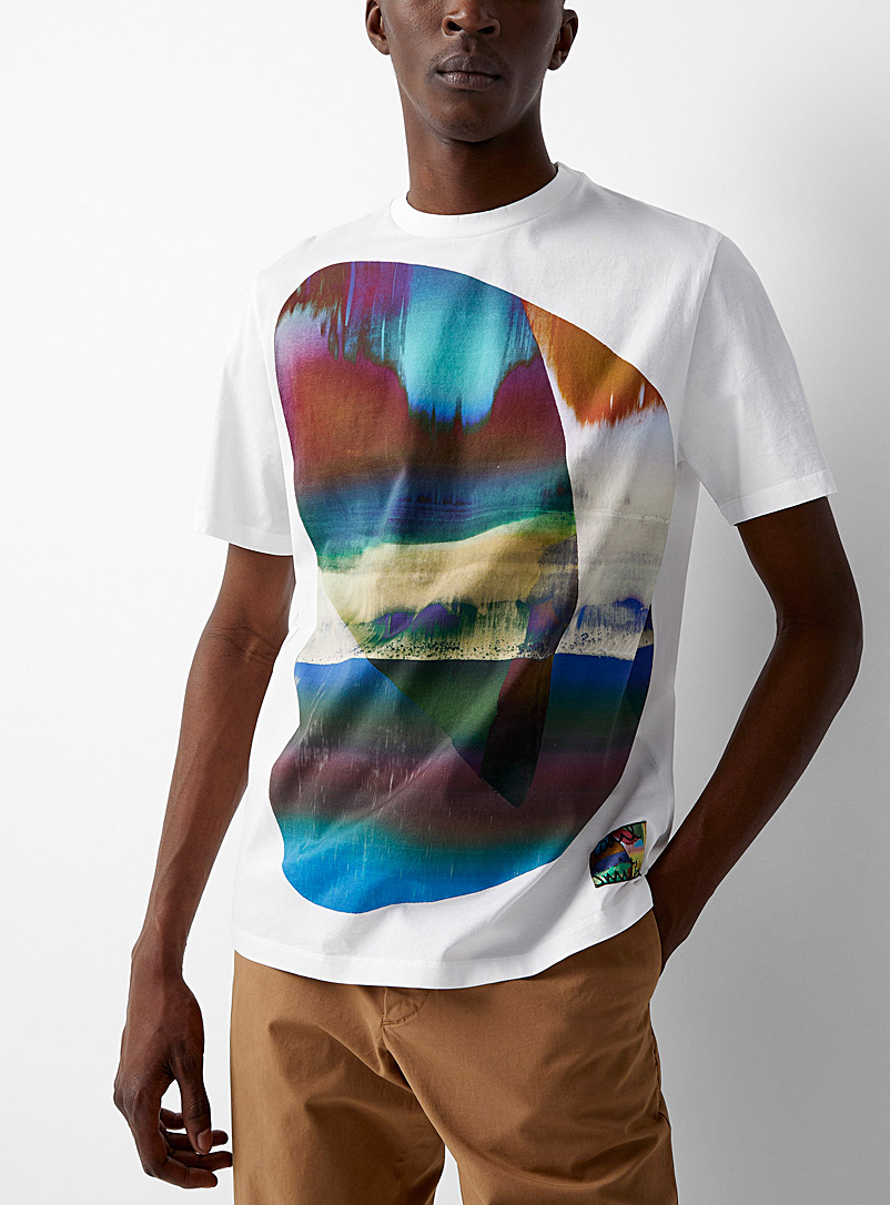 Paul Smith White Watercolour print T-shirt for men