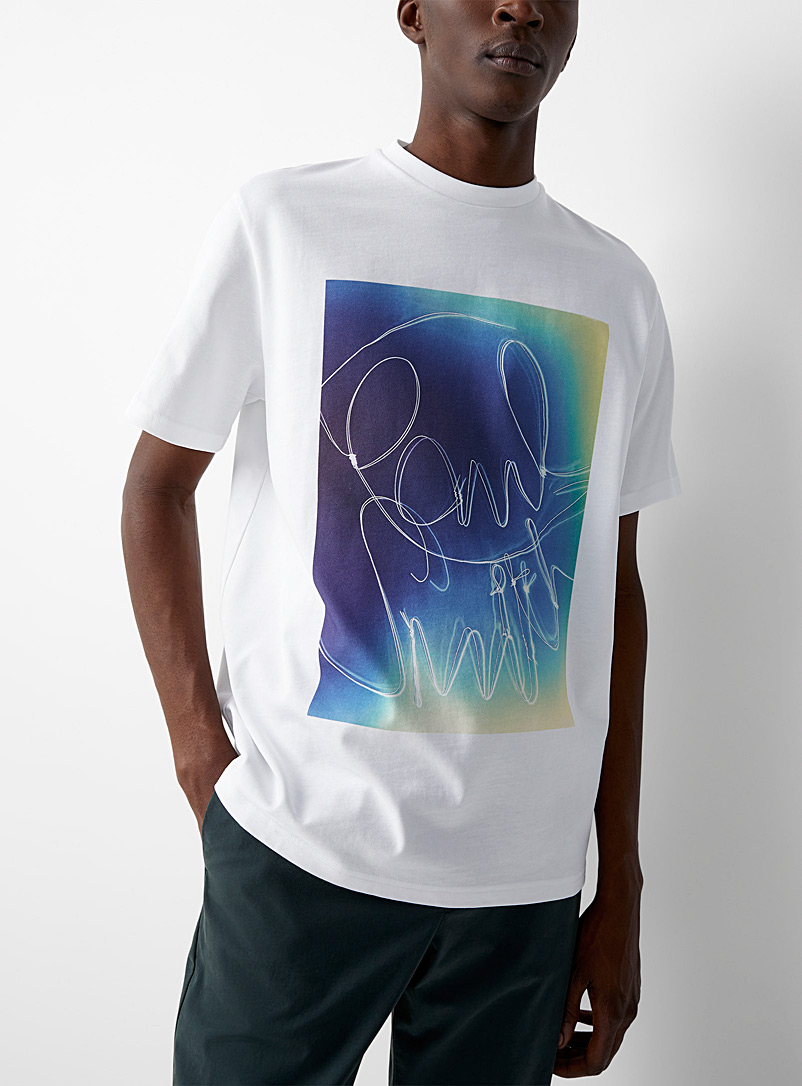 Paul Smith White Neon design signature T-shirt for men