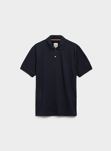 Paul Smith: Le polo boutonni&egrave;re ray&eacute;e Bleu marine - Bleu nuit pour homme