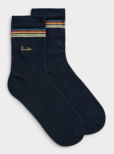 La chaussette bord fines rayures logo dor&eacute;