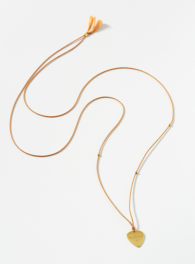 Paul Smith: Le collier corde de soie pendentif médiator Or pour homme
