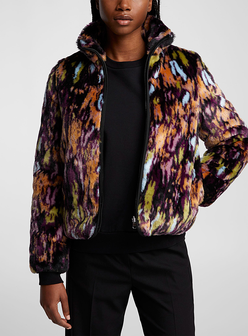 PS Paul Smith Khaki Multicoloured faux-fur jacket for women