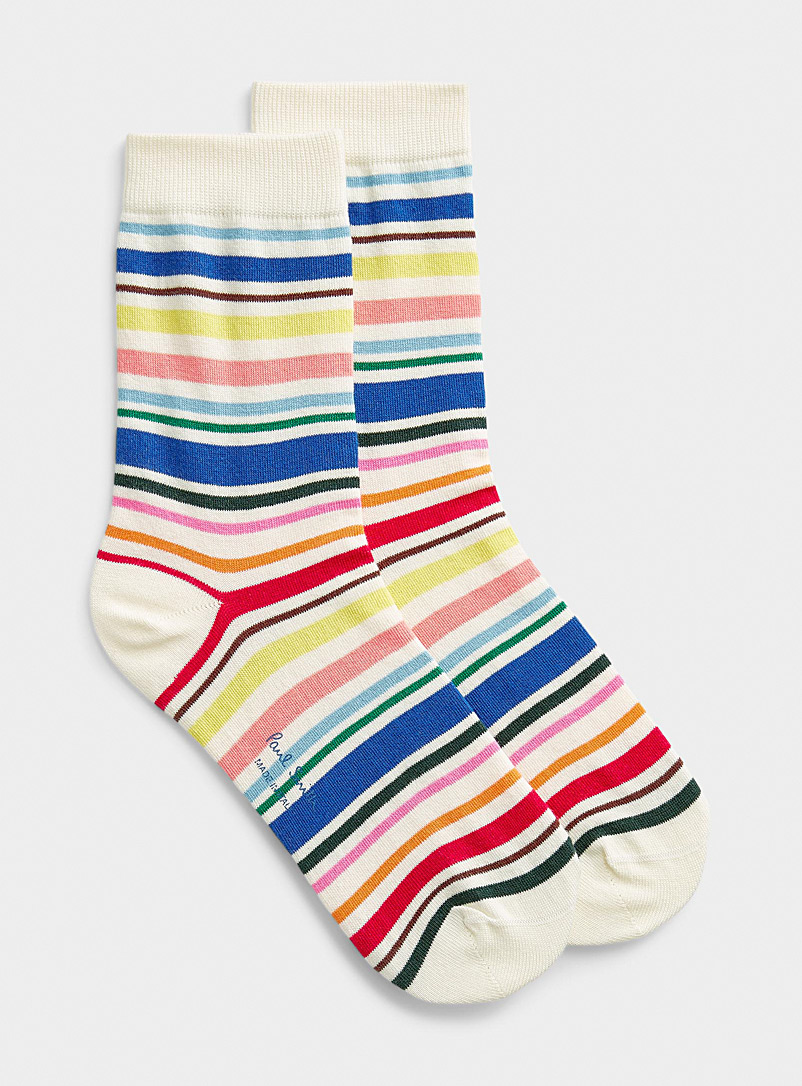 Paul Smith Off White Colourful stripe sock for women