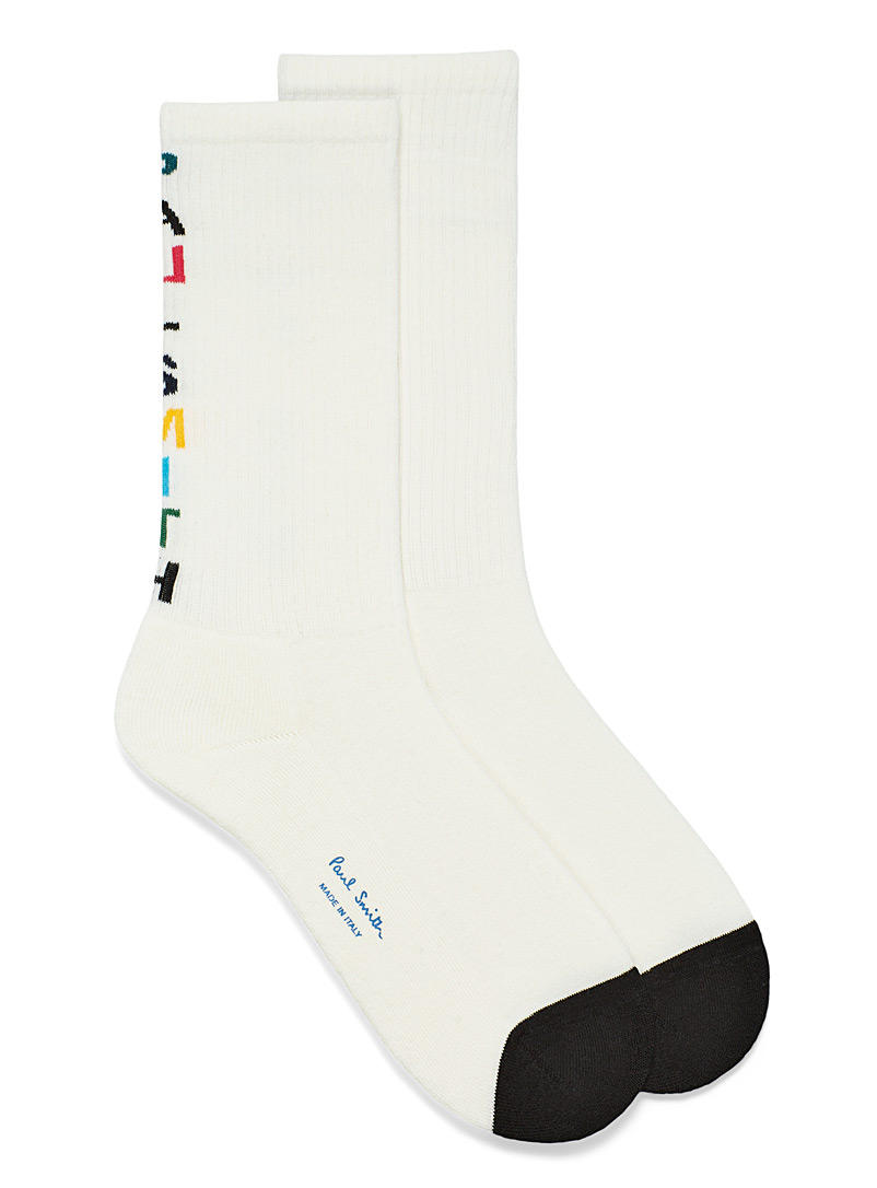 Paul Smith White Artistic logo socks for men