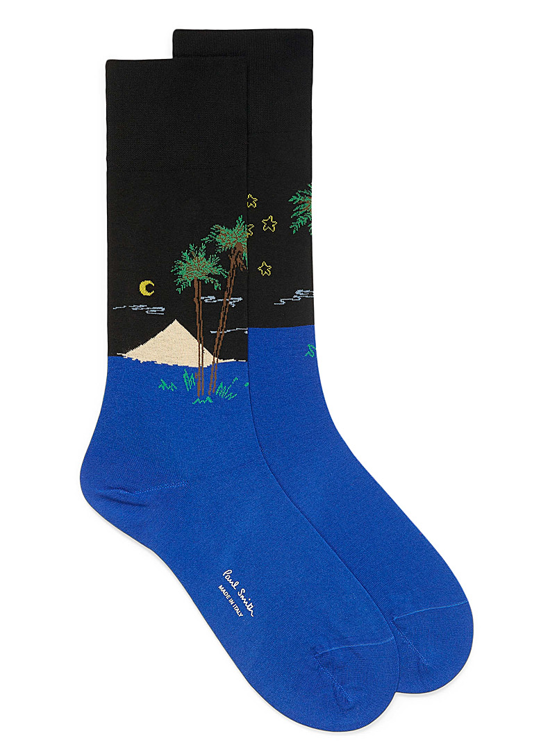 Paul Smith Patterned Blue Tropical pyramid dress sock for men