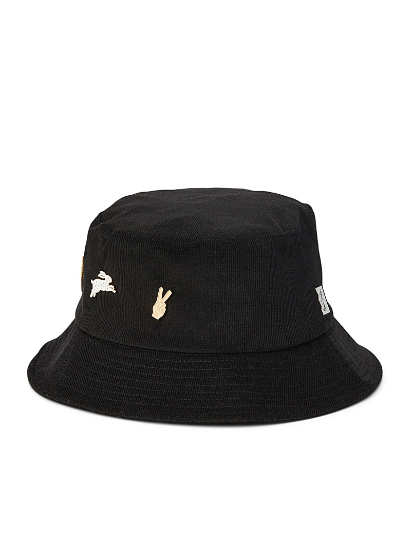 PS Paul Smith Black Pin ribbed bucket hat for men