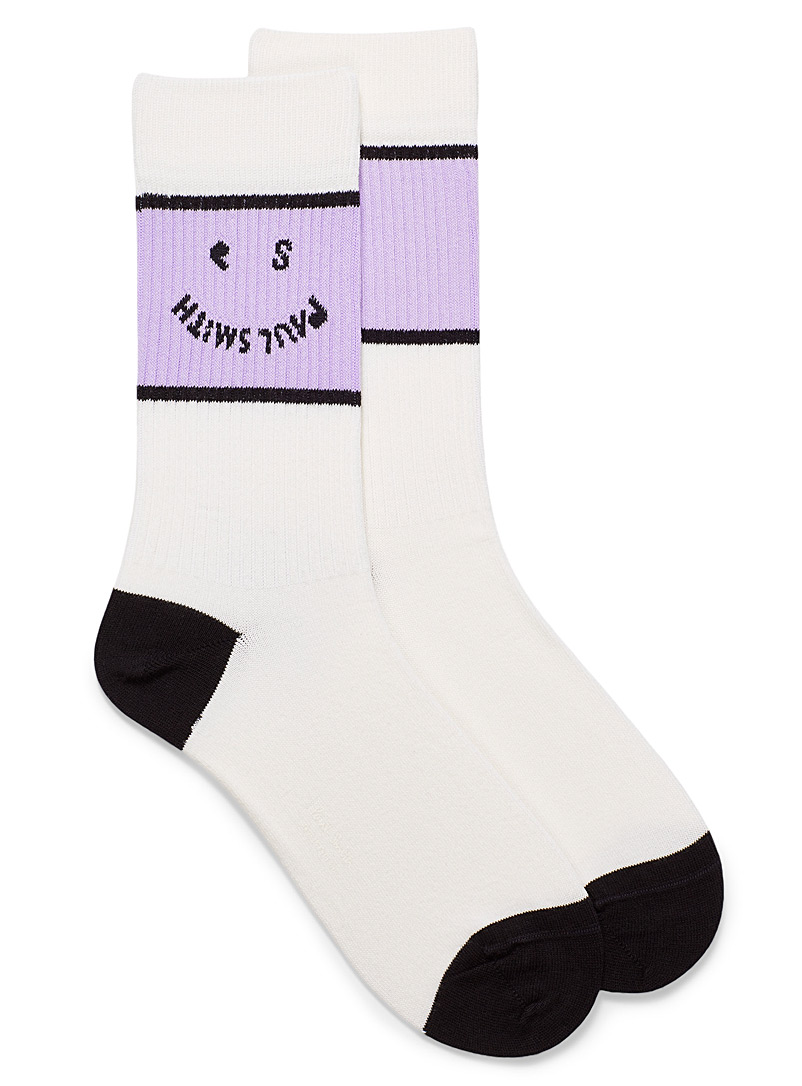 Paul Smith White Happy Smile socks for men