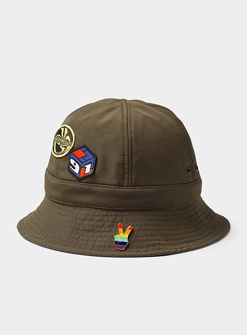 PS Paul Smith Brown Emblem nylon bucket hat for men
