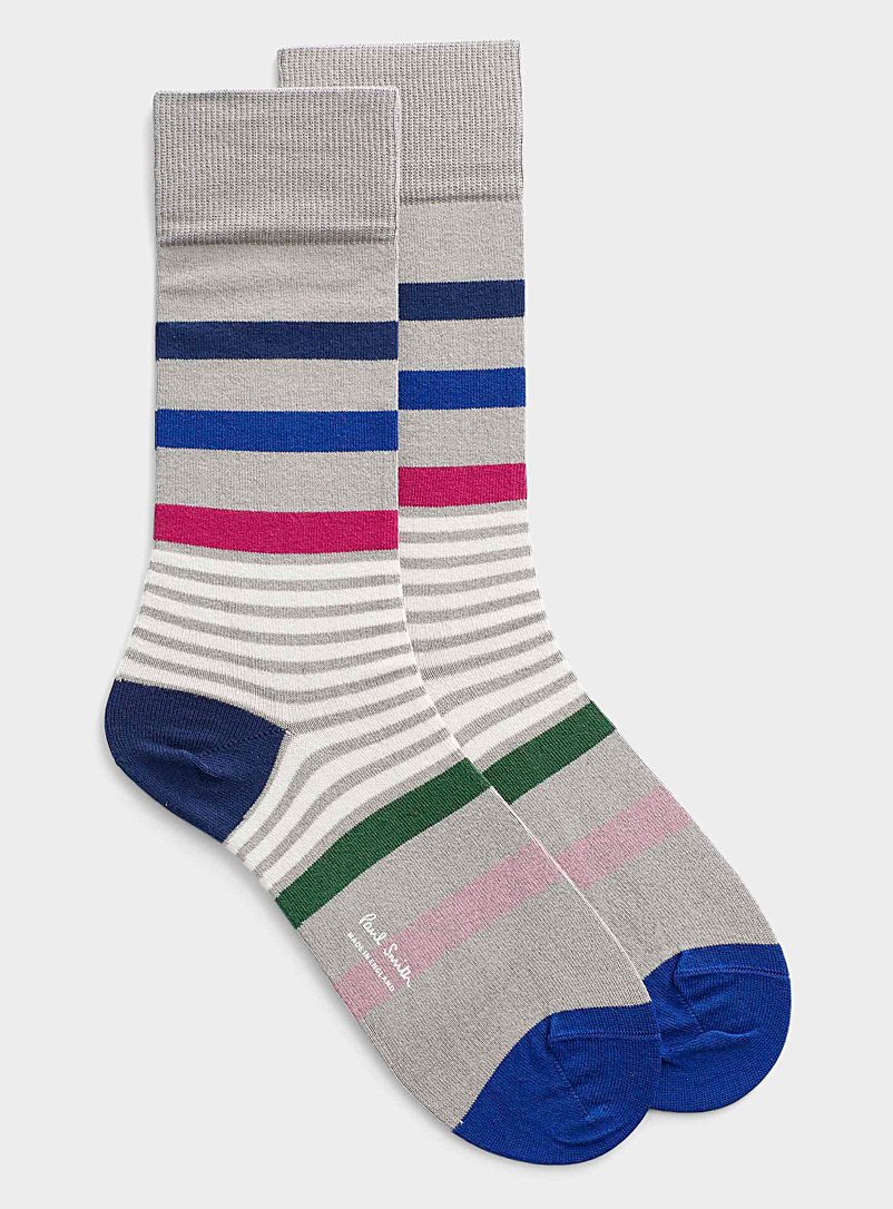 Paul Smith Patterned Grey Vince striped socks for men