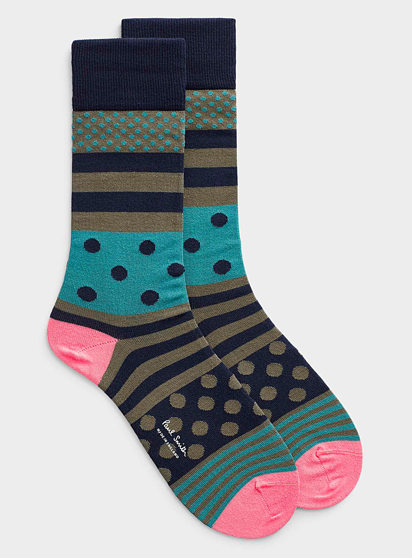 Paul Smith Patterned Blue Dotted striped socks for men