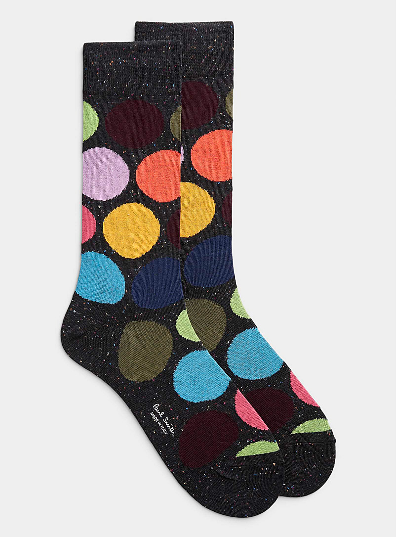 Paul Smith Patterned Black Large multicolour dot socks for men