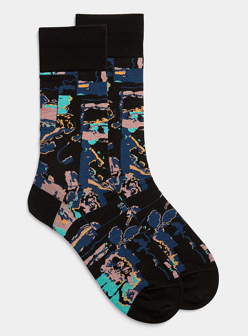 Paul Smith Patterned Black Abstract pattern dress sock for men