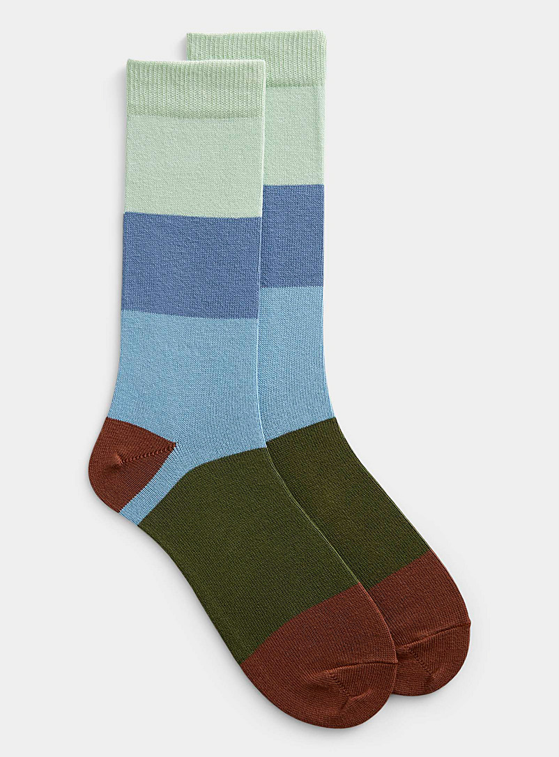 Paul Smith Patterned Green Pastel block sock for men
