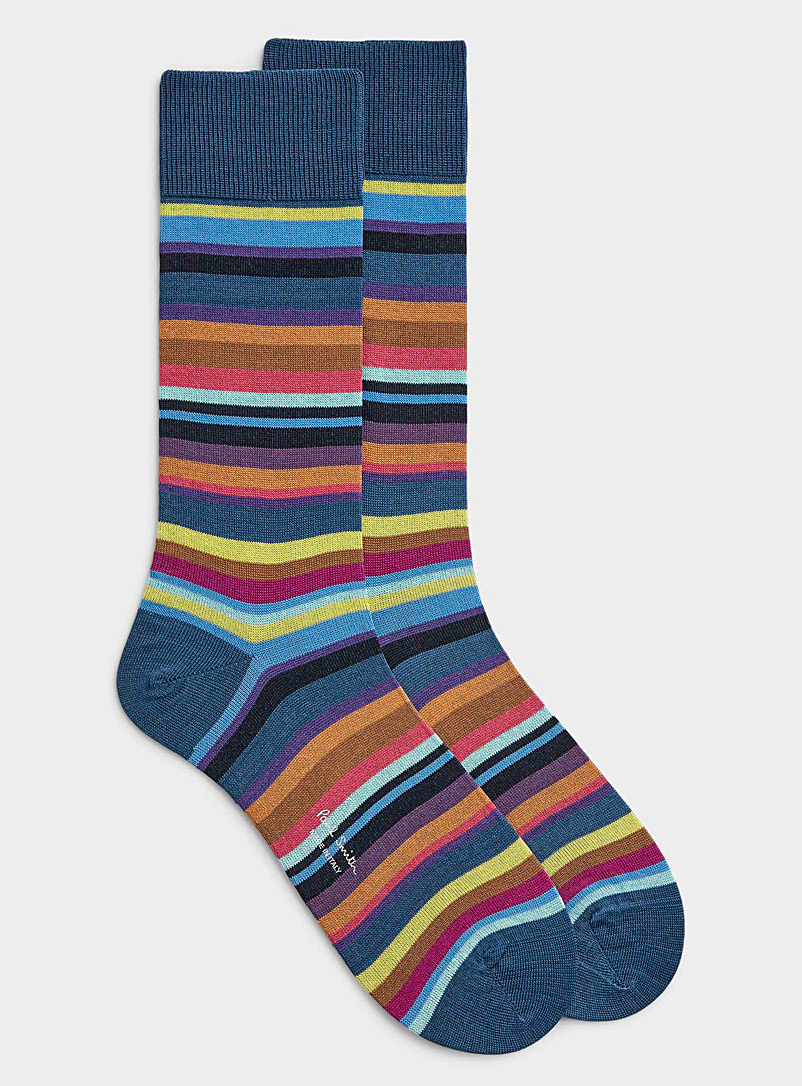 Paul Smith Slate Blue Frosted stripe sock for men