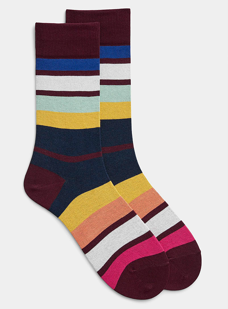 Paul Smith Ruby Red Multicolour stripe sock for men