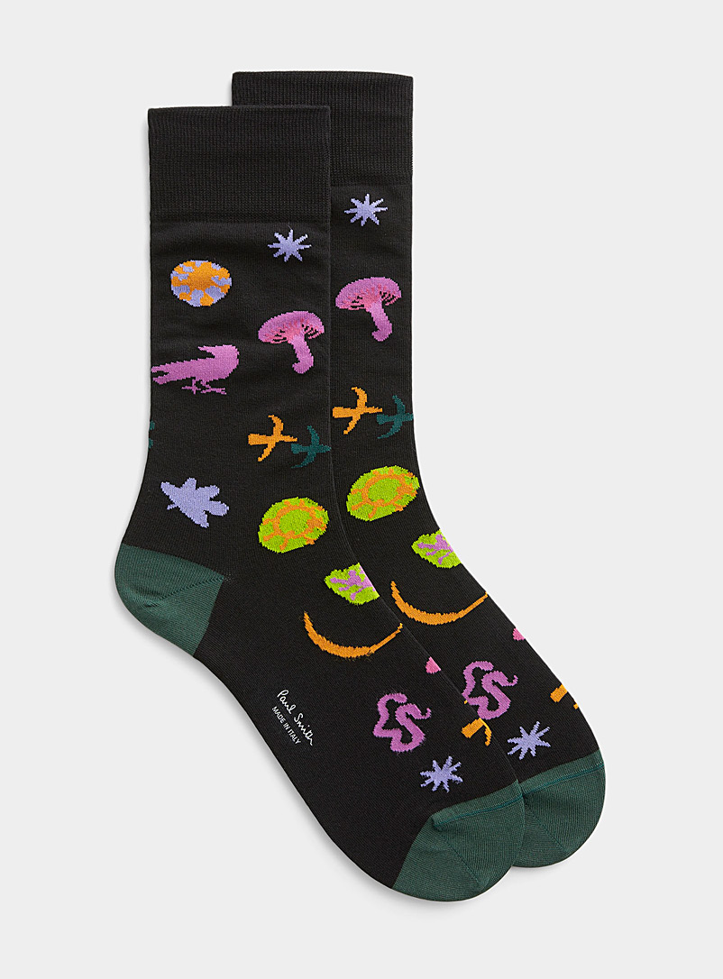 Paul Smith Patterned Black Eclectic pattern sock for men