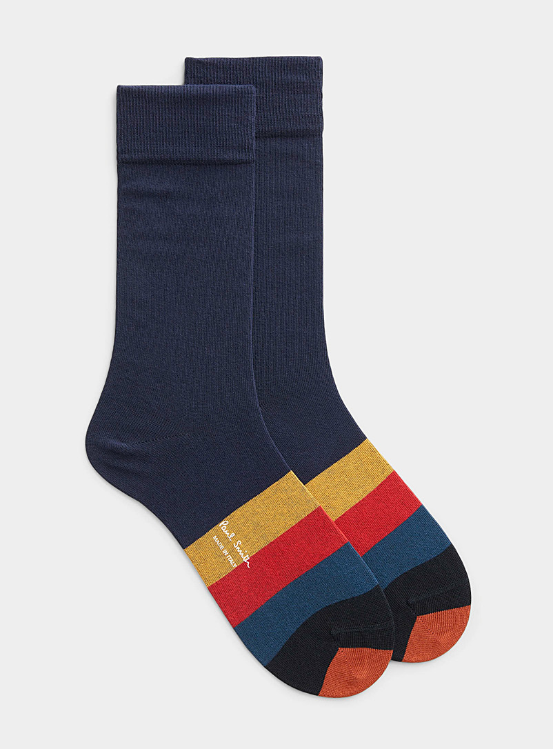 Paul Smith Patterned Blue Primary stripe sock for men