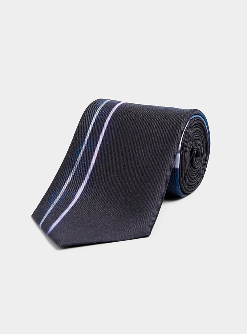 Cravate Paul Smith Bleu Royal 100% Soie - Rayure 8cm - Made In Italy - Neuf Avec étiquettes