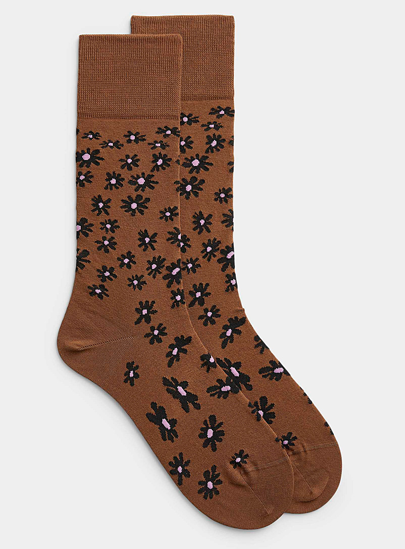 Paul Smith Patterned Brown Daisy sock for men