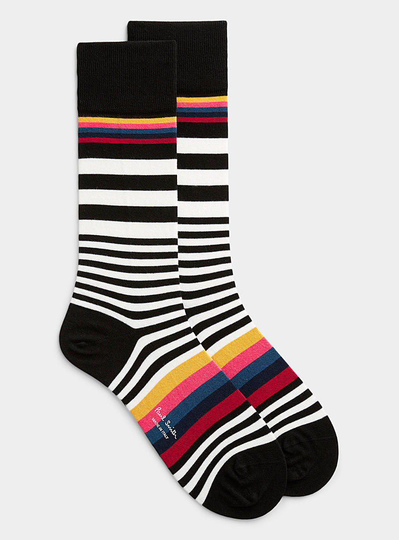 Paul Smith Patterned Black Mixed stripe socks for men