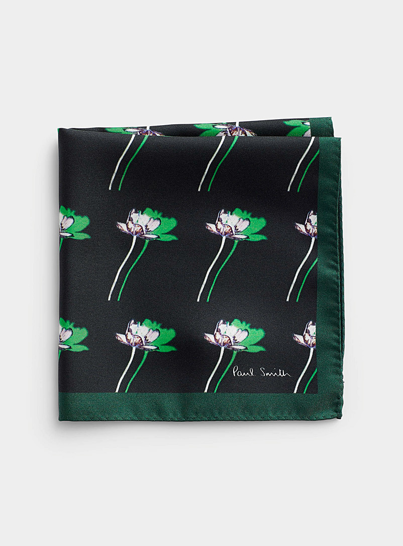 Paul Smith: Le foulard pochette silhouettes florales Vert pour homme