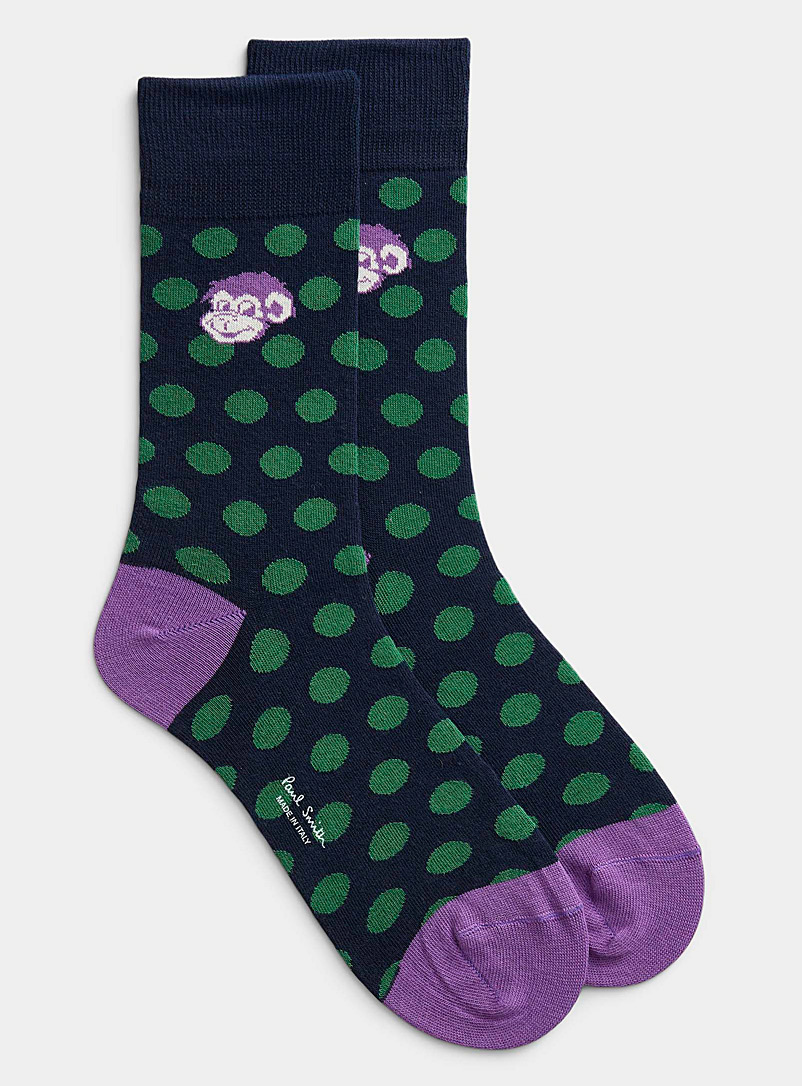 Paul Smith Patterned Blue Monkey dotted sock for men