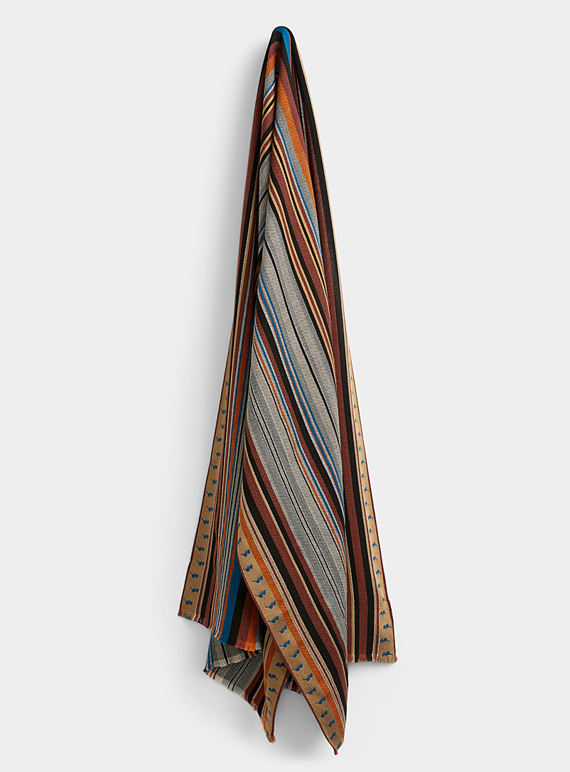 Paul Smith Assorted Hatched stripe jacquard scarf for men