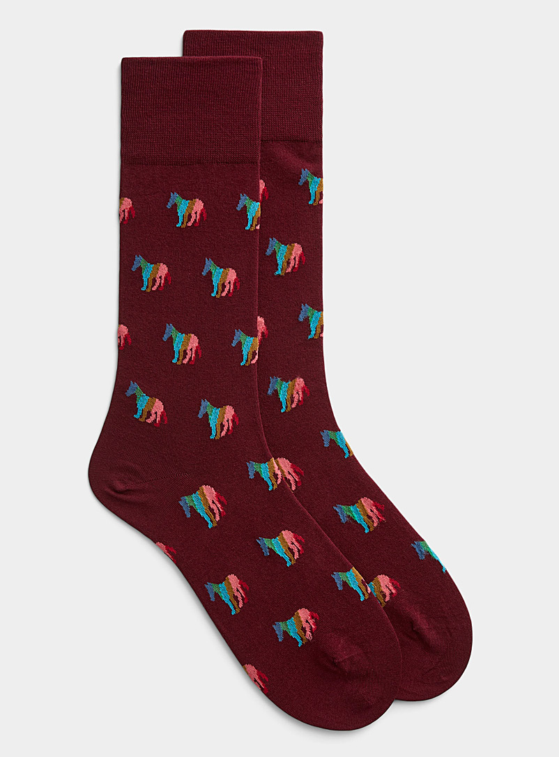Paul Smith Ruby Red Colourful zebra sock for men