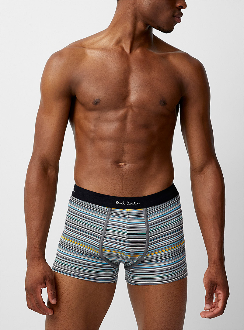 Paul Smith Patterned Grey Colourful pinstripe trunk for men