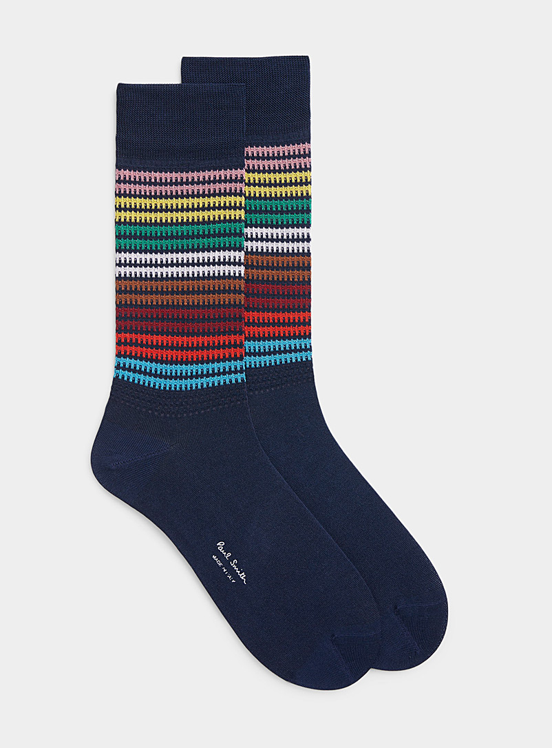 Paul Smith Patterned Blue Chase colourful stripe sock for men