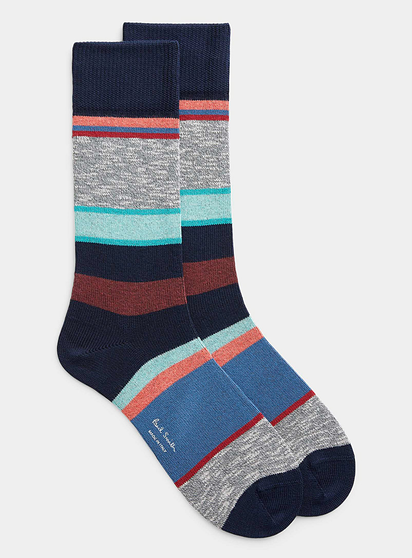 Paul Smith Patterned Blue Mixed stripe sock for men