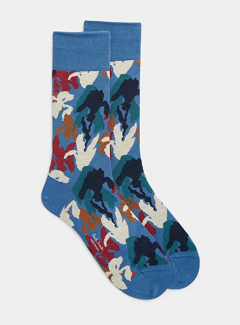 Paul Smith Teal Abstract iris sock for men