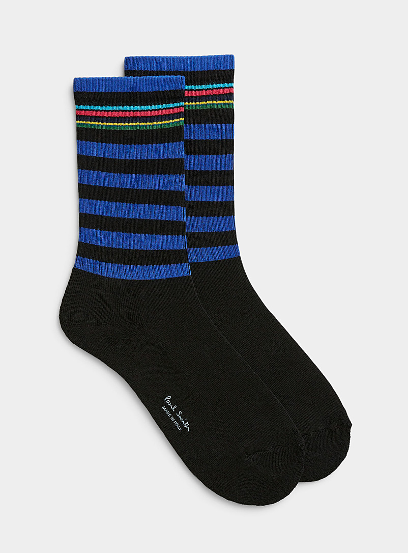 Paul Smith Patterned Black Electric stripe sock for men