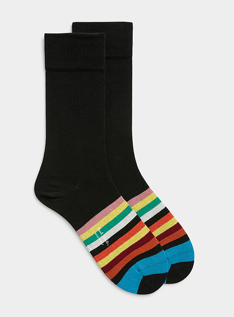 Paul Smith Patterned Black Accent stripe sock for men