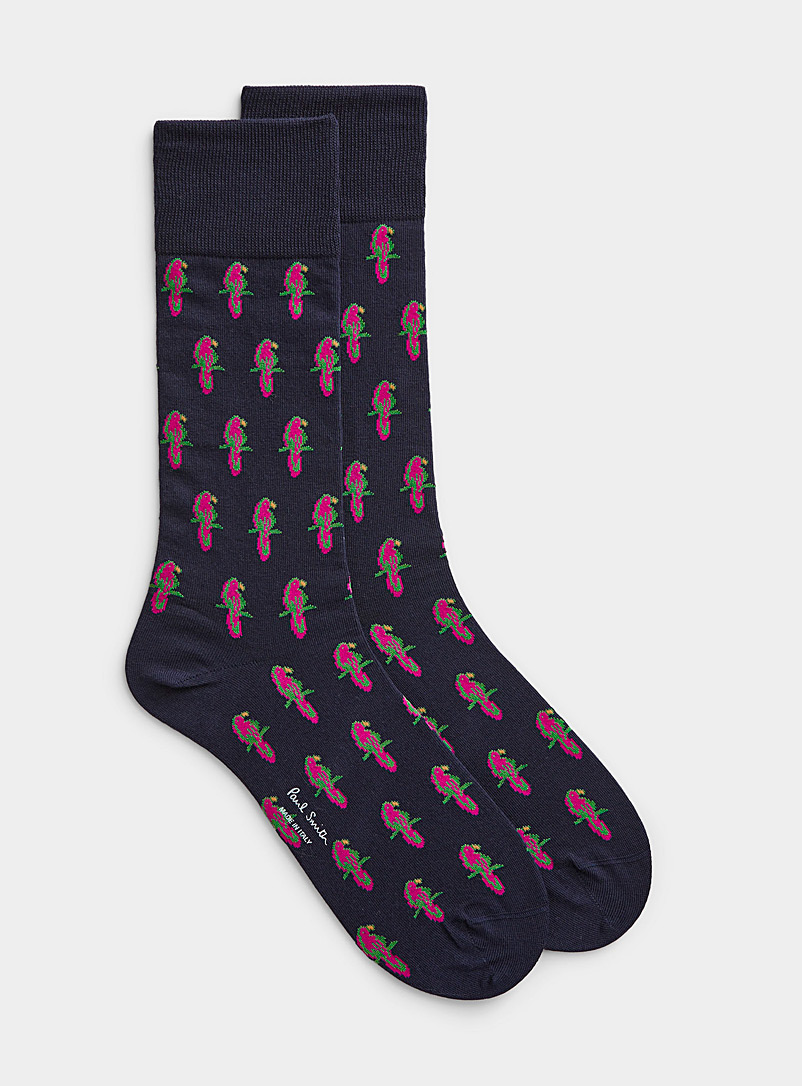 Paul Smith Assorted navy Pink parrot sock for men
