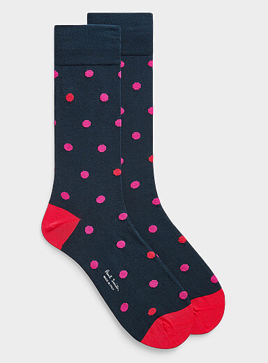 La chaussette habill&eacute;e pois roses et rouges